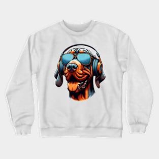 Grinning Bracco Italiano as Smiling DJ in Japanese Art Crewneck Sweatshirt